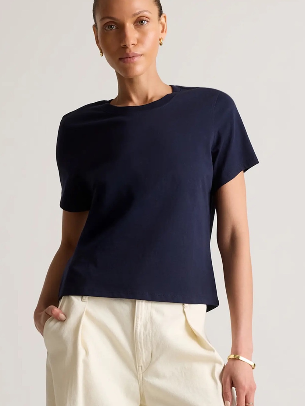 NWT Quince 100% cotton crew neck boxy tee deep navy medium